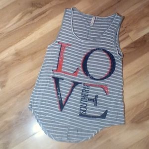 Love Southern gray white stripes tank